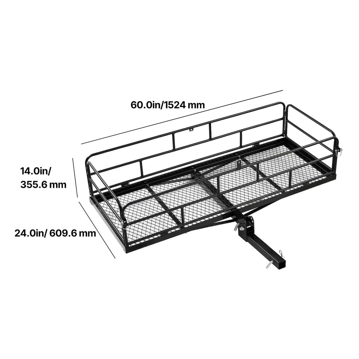 60" x 24" x 14", Hitch Cargo Carrier, 500 lbs Capacity Hitch Cargo Carrier with Cargo Net & Waterproof Cargo Bag, Folding Hitch Mount Cargo Carrier with Reflective Reminder, Fit for SUVs