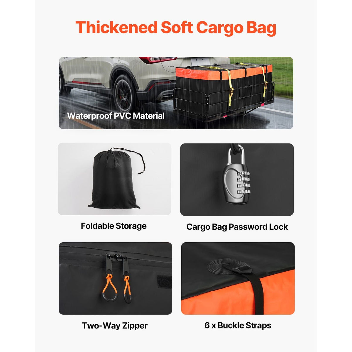 60" x 24" x 14", Hitch Cargo Carrier, 500 lbs Capacity Hitch Cargo Carrier with Cargo Net & Waterproof Cargo Bag, Folding Hitch Mount Cargo Carrier with Reflective Reminder, Fit for SUVs
