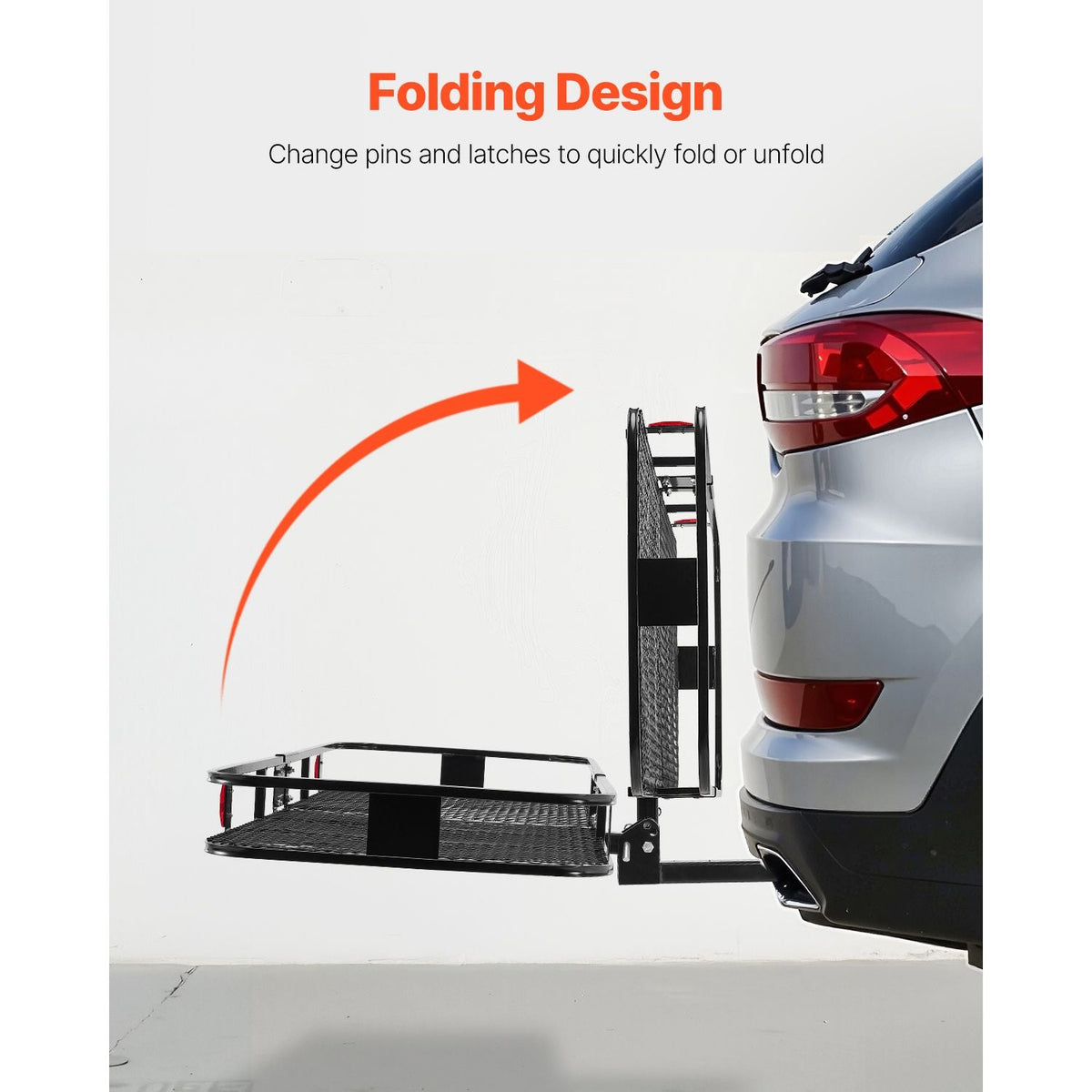 60" x 24" x 6", Hitch Cargo Carrier, 500 lbs Capacity Hitch Cargo Carrier with Nighttime Reflective Reminder, Folding Hitch Mount Cargo Carrier with Hitch Stabilizer, Fit for SUVs