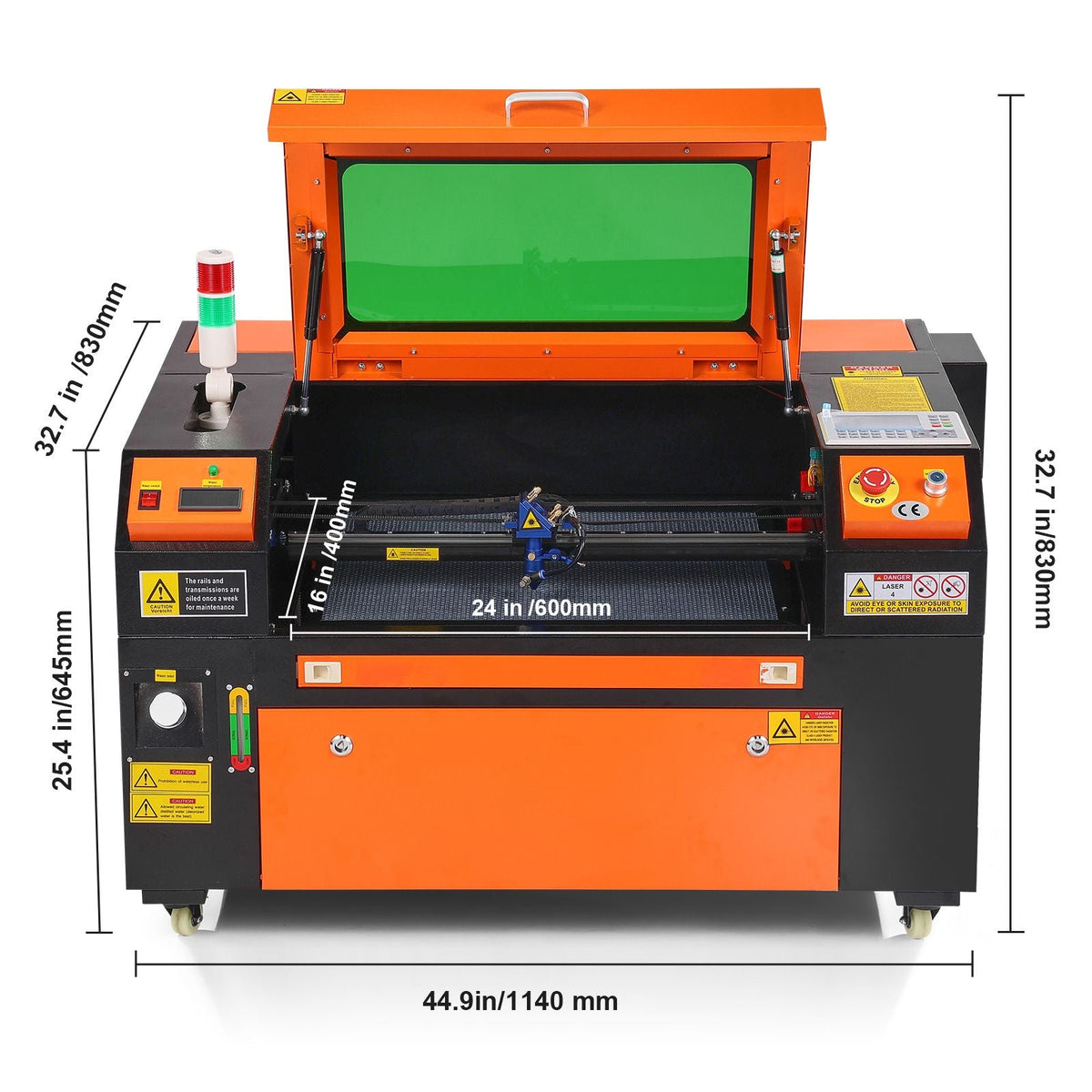 60W CO2 Laser Engraver, 16 x 24 in, 19.7 IPS Laser Cutter Machine with 2-Way Pass Air Assist, Compatible with LightBurn, CorelDRAW, AutoCAD, Windows, Mac OS, Linux, for Wood Acrylic Fabric More