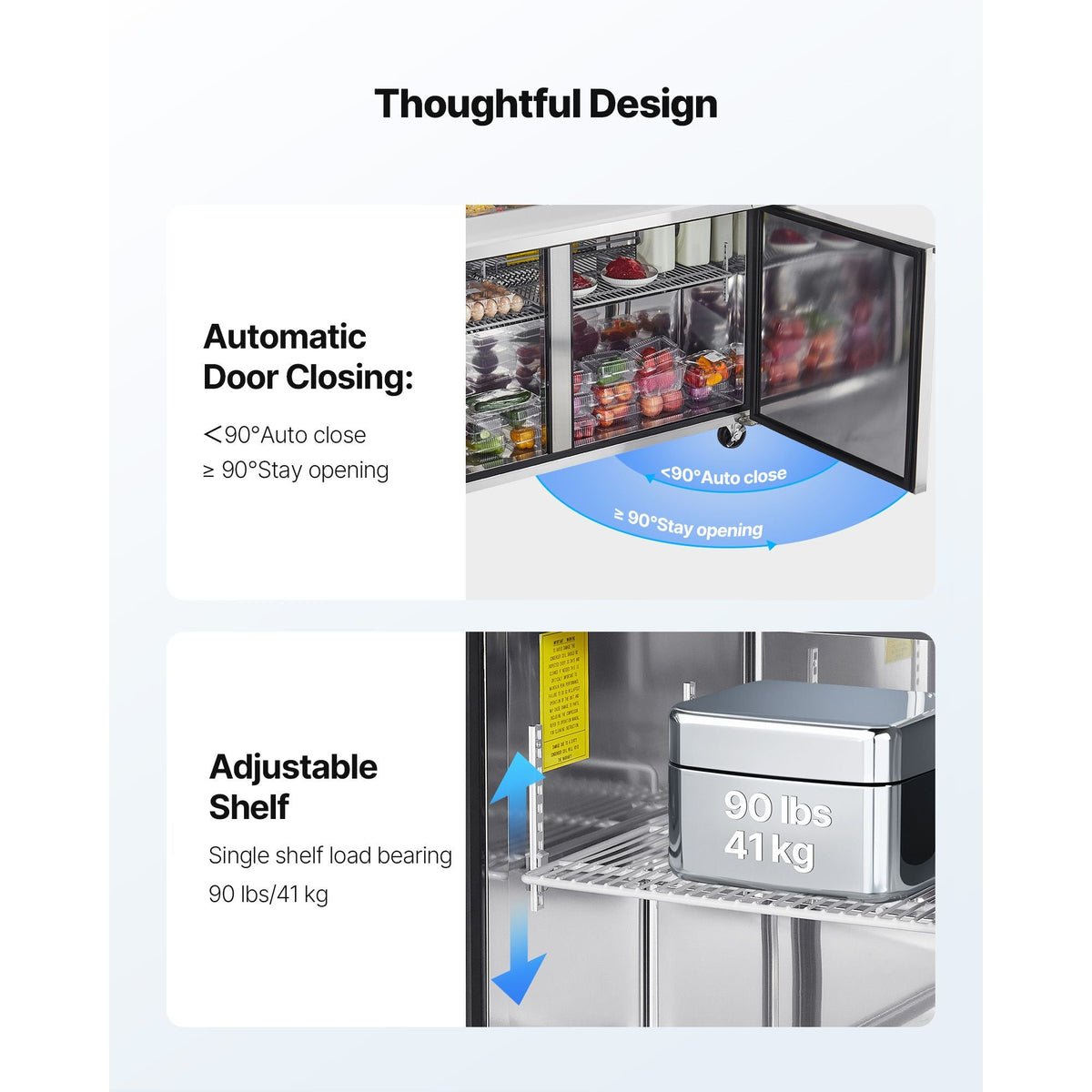 60"W Commercial Refrigerator, 15.4 Cu. Ft Sandwich Prep Refrigerated Table, Mega Top Food Prep Fridge with 24 Pans and Cutting Board, Stainless Steel Salad Prep Cooler for Restaurant, Food Truck