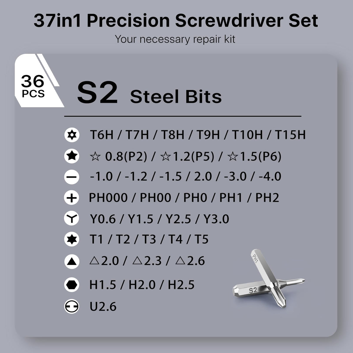Stocking Stuffers for Men Adults Him, AXTH 37in1 Small Precision Screwdriver Set, Christmas Gifts, Professional Magnetic Mini Repair Tool Kit for Computer, Watch, Laptop, Tiny Electronic