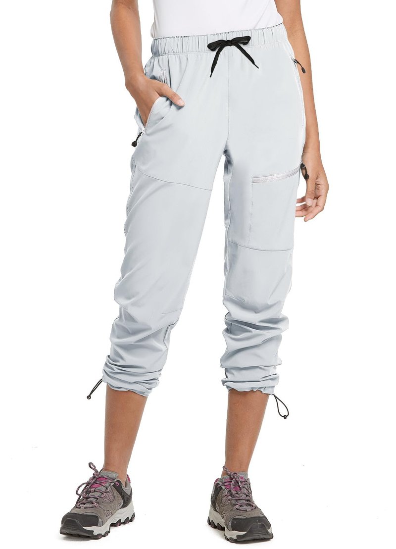 baleaf Travel Pants Women Hiking Long Tall Lightweight Quick Dry Water Resistant Cargo Pants 31'' Cool Gray Size S