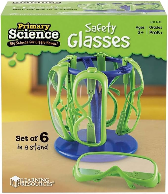Learning Resources Science Safety Glasses with Stand, Preschool Science, Set of 6, Ages 3+
