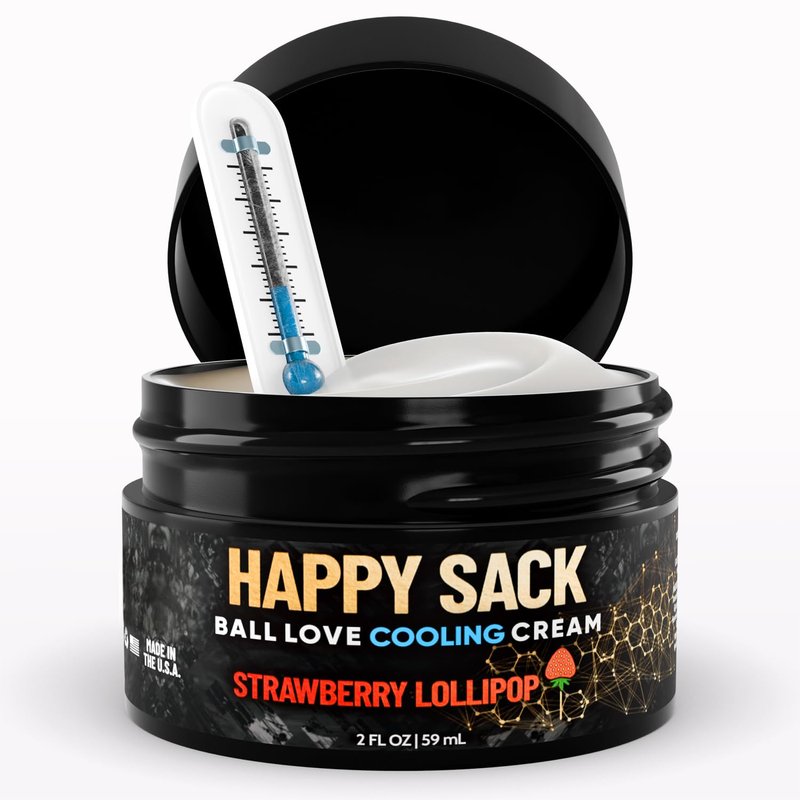 Derm Dude Happy Sack Ball Deodorant & Comfort Cream for Men | Anti-Chafing Sweat Defense, Odor Control, Aluminum-Free Deodorant & Hygiene Products for Men's Private Parts | Strawberry Lollipop, 2oz