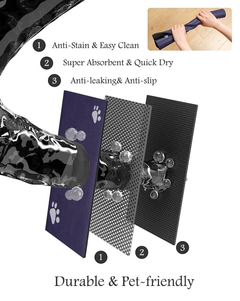PADOOR Pet Feeding Mat-Absorbent Dog Mat for Food and Water Bowl-No Stains Quick Dry Water Dispenser Mat-Dog Accessories Pet Supplies-Bowl for Messy Drinkers（Darkgrey,17"x28"）