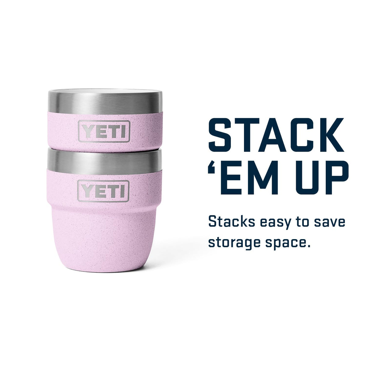 YETI Rambler 4 oz Stackable Cup, Stainless Steel, Vacuum Insulated Espresso/Coffee Cup, 2 Pack, Cherry Blossom