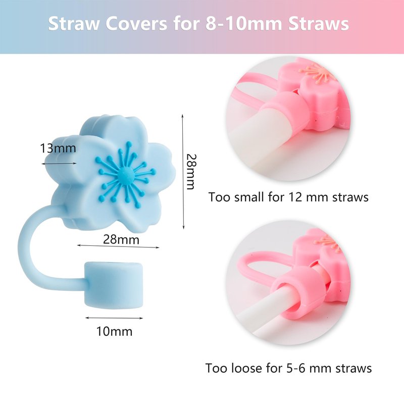 6PCS Flower Silicone Straw Covers Toppers for Stanley Cups 30&40 Oz Accessories, Reusable Straw Tips Protectors for Stanley Cup 10mm 0.4in Straws