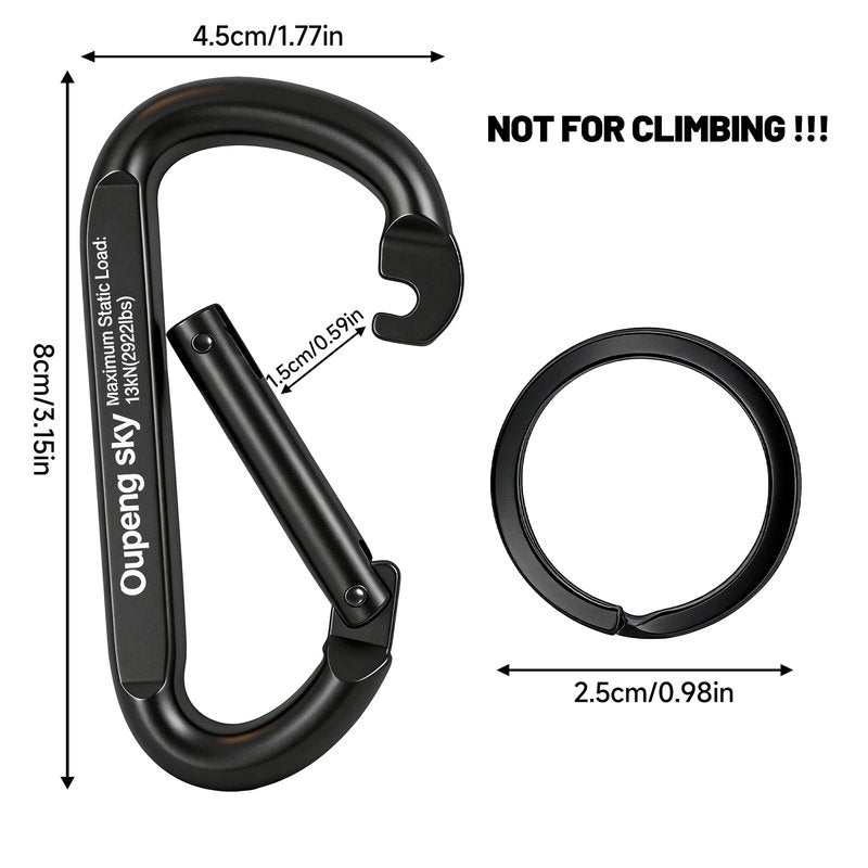 Carabiner Clip Heavy Duty - 3" Iron Carabiners 13KN (2922 lbs) Carabeaner D Shape Spring Hook Clips for Keychain Clip,Gym, Dog Leash，Hammocks，Camping, Hiking,Backpacking or Other Outdoor Activities.