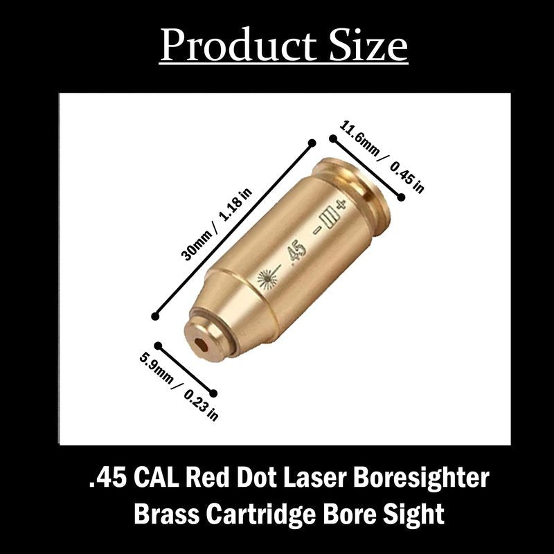 360 Tactical .45 CAL Red Dot Laser Boresighter Brass Cartridge Bore Sight Red Hunting Tool Boresight