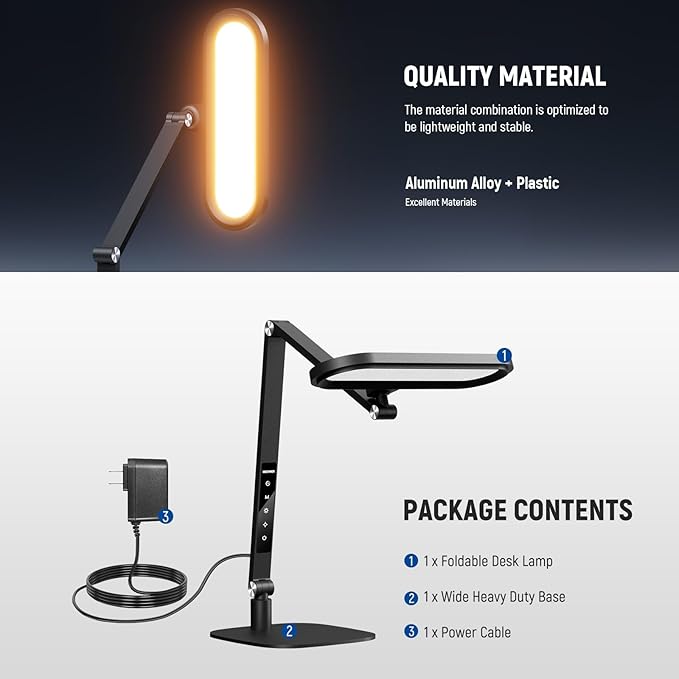 NEEWER Basics 16W Desktop LED Lamp for Home Office Video Conference Reading Lighting, Eye Caring Foldable Double Sided Dimmable Touch Ring Light with Desk Stand Memory Timer 5 Color Modes CRI95, FR16