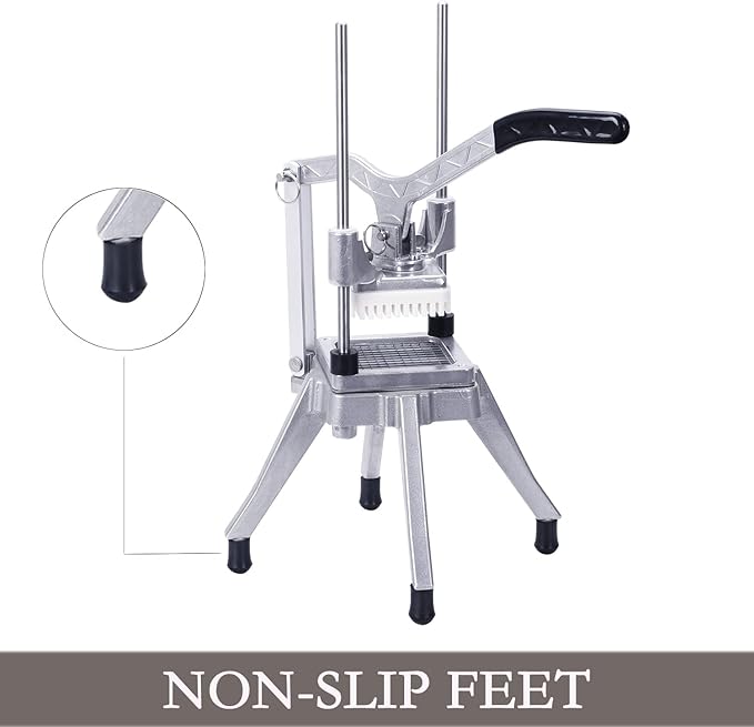 Rismanor Commercial Vegetable Fruit Chopper 1/4″3/8″1/2″Blade Onion Chopper French Fry Cutter Slicer Stainless Steel for Tomato Potato Cutting Restaurant Home Kitchen, Sliver