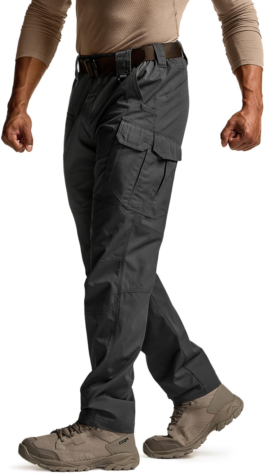 CQR Men's Tactical Pants, Water Resistant Ripstop Cargo Pants, Lightweight EDC Work Hiking Pants, Outdoor Apparel, Raider Mag Pocket Black, 44W x 32L