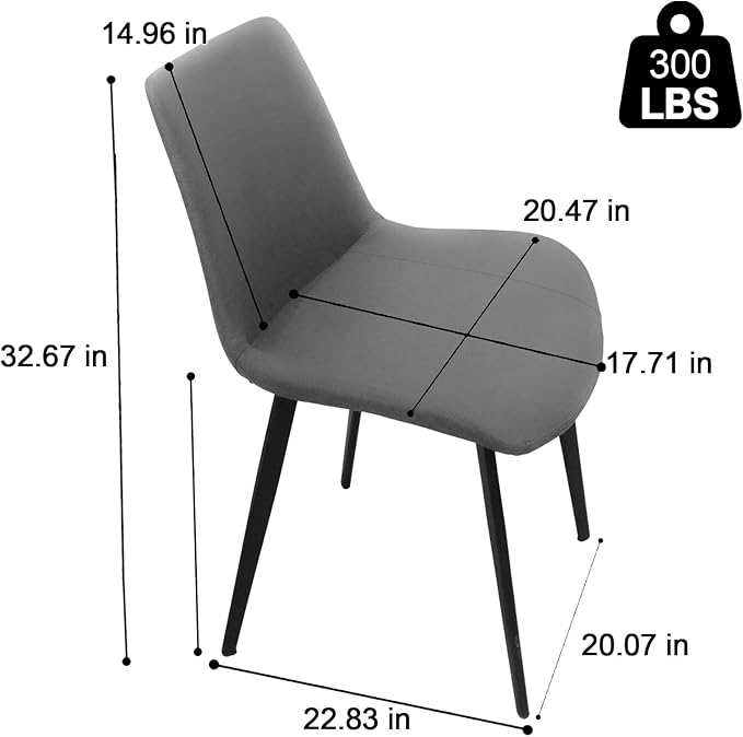 Dining Chairs, Modern PU Leather Dining Room Chair with Sturdy Metal Legs, Upholstered Seat Dinner Chairs Accent Side Chairs for Indoor Kitchen Living Room (Grey, Set of 2)