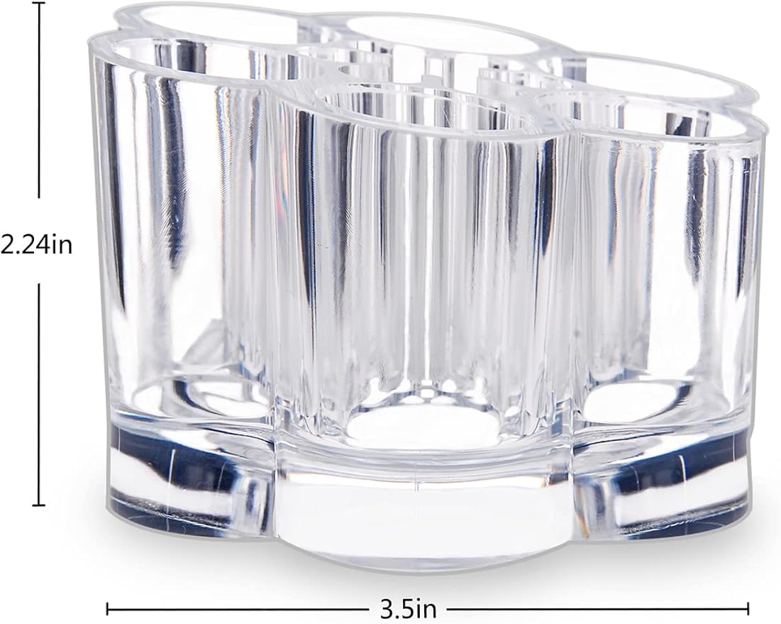 Acrylic Lipstick Holder,Small Flower Clear Compact Chapstick Lip Gloss Liner Nail Brush Organizer with 12 Slots