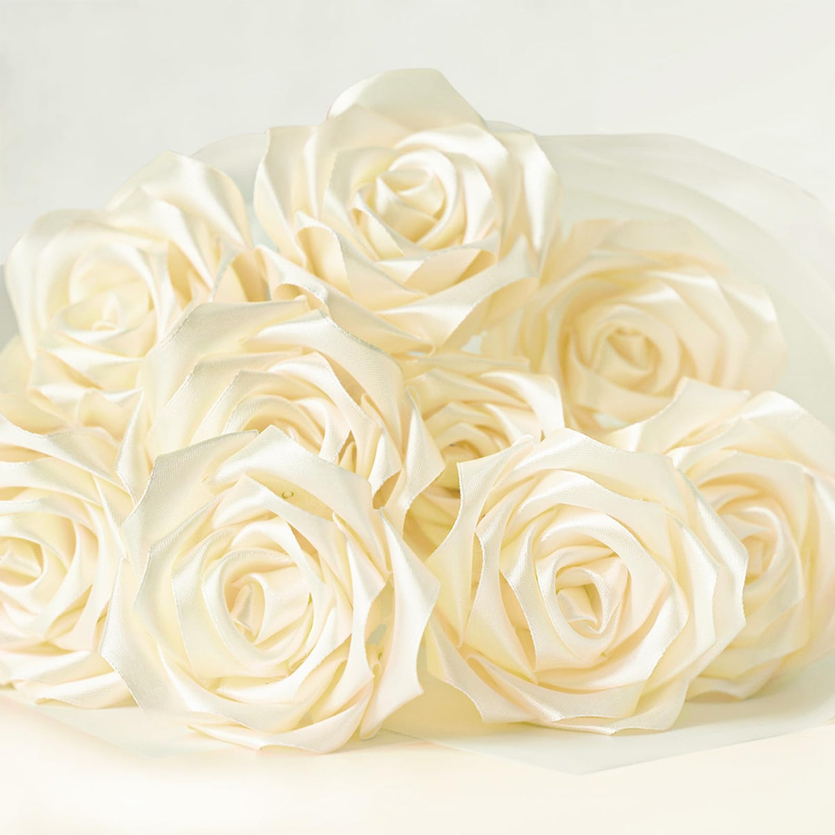 Mauproy 1-1/2 Inch Wide Ivory Satin Ribbon, 50 Yards Solid Polyester Fabric Ribbon for Roses Making, Gift Wrapping, Flower Bouquets, Wedding Decorations, Handmade Crafts
