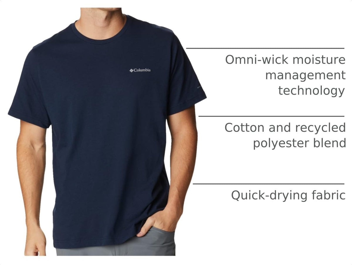 Columbia Mens Thistletown Hills Short Sleeve T-Shirt, Collegiate Navy Heather, 3X Tall