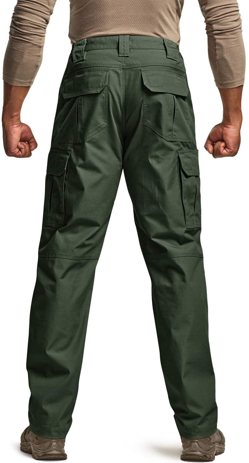 CQR Men's Tactical Pants, Water Resistant Ripstop Cargo Pants, Lightweight EDC Work Hiking Pants, Outdoor Apparel, Raider Green Kelp, 46W x 30L