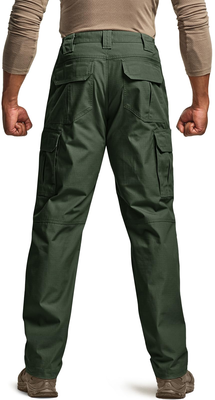 CQR Men's Tactical Pants, Water Resistant Ripstop Cargo Pants, Lightweight EDC Work Hiking Pants, Outdoor Apparel, Raider Green Kelp, 32W x 32L