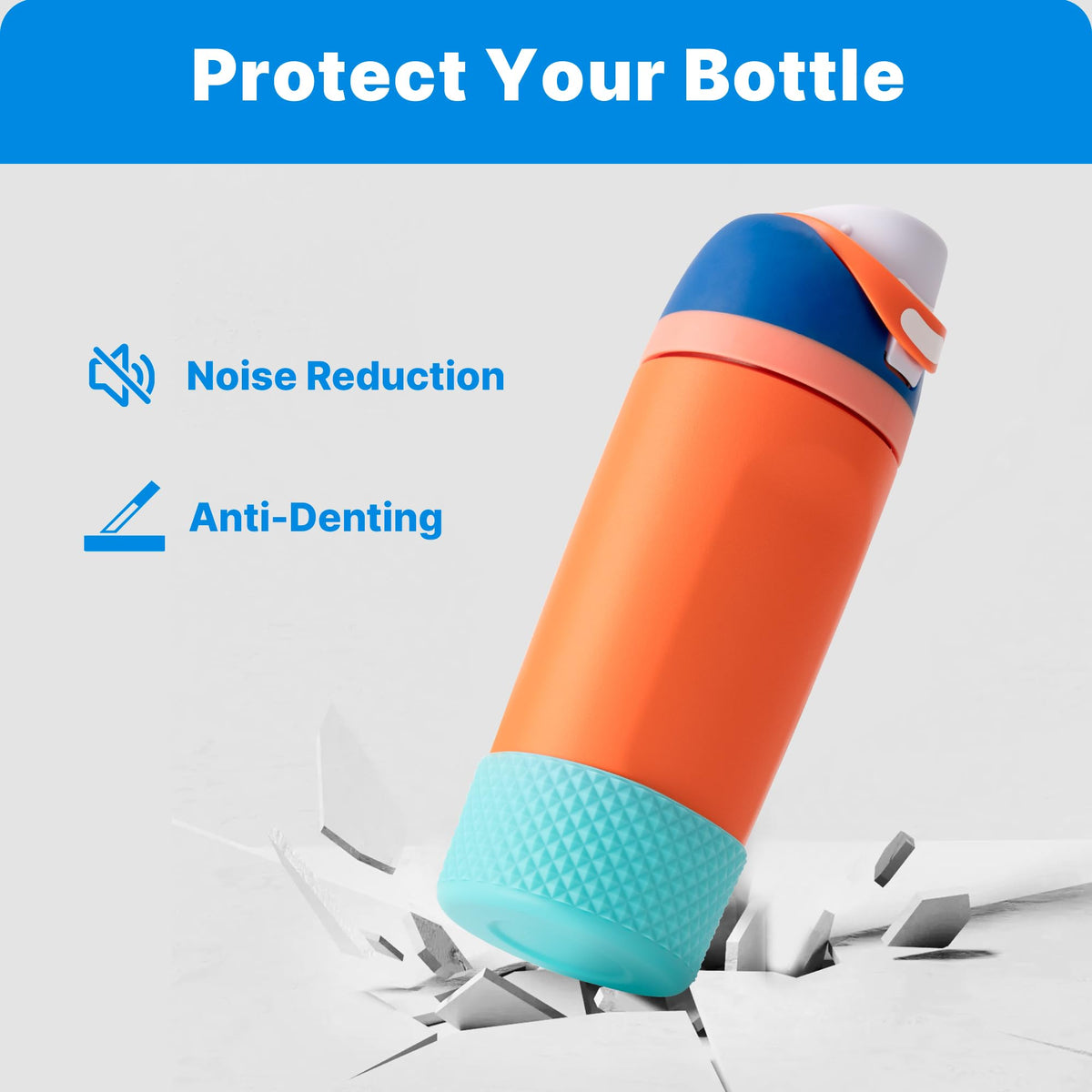 Bluwing Protective Silicone Boot for Owala Kids Water Bottle 14/16 oz, Silicone Sleeve for Stanley Tumbler 20-40oz, HydroFlask 12-24OZ(Rose Pink)