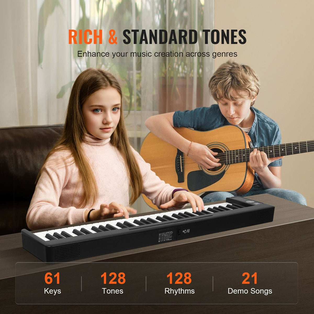 61 Key Folding Keyboard Piano, Bluetooth & MIDI, Portable Electronic Digital Foldable Piano with Sustain Pedal Touch Sensitive Lighted Keys Bag, Rechargeable for Beginners Teens Adults, Black