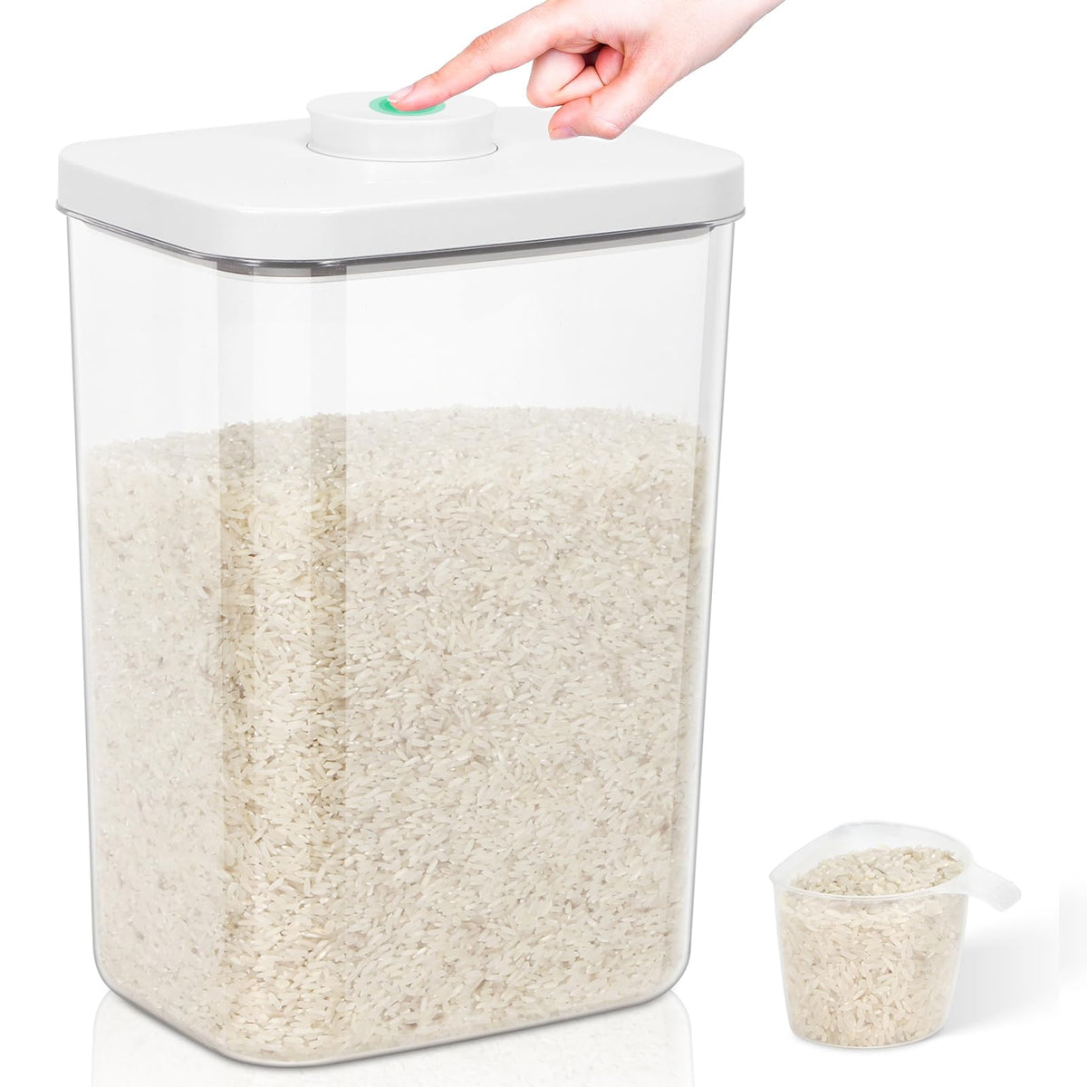 TBMax Large Flour Storage Container 10.56 Qt, 20 Lbs Rice Container with Pop Up Lid & Measuring Scoop for Flour, Cereal, Dry Food Storage and Kitchen Pantry Organization