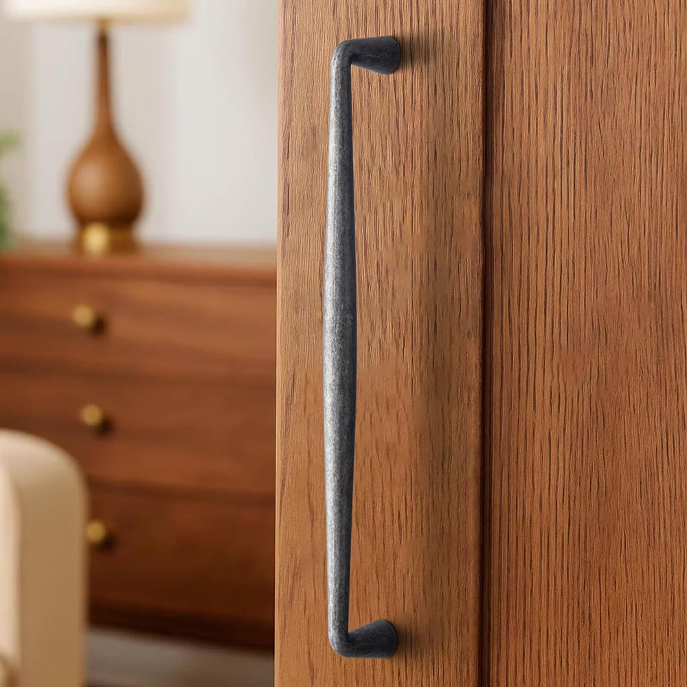 Goo-Ki Weathered Nickel Zinc Alloy Cabinet Handle - 3.78''(96mm) Hole Center Affordable Luxury Cabinet Pull Hardware for Bedroom, Kitchen, 6 Pack……