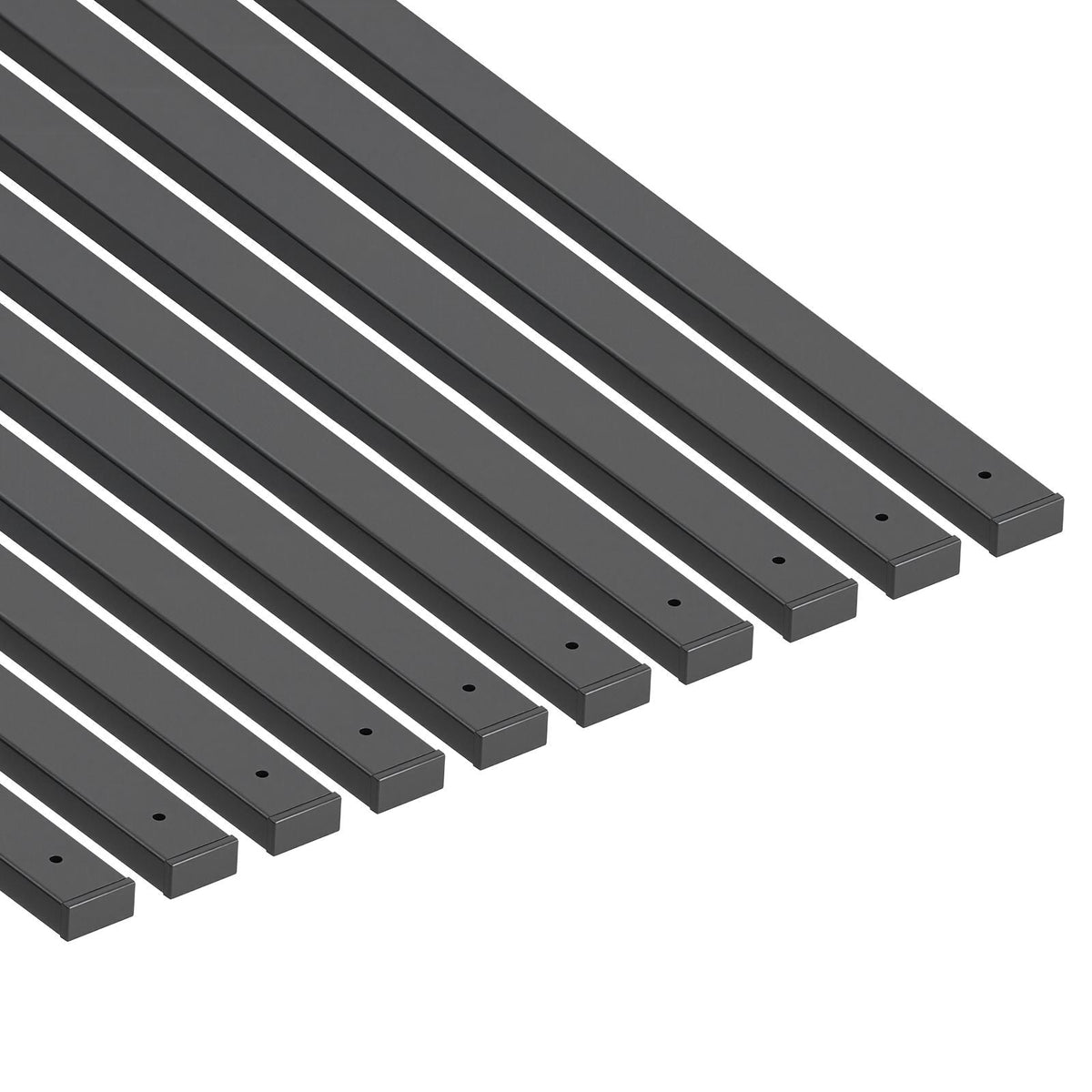 61 Pack Deck Balusters, 29.5 in Galvanized Steel Railing Spindles, Hollow Rectangle Metal Decking Stair Balusters with Pre-Drilled Hole, End Caps, Screws, for Deck, Porch & Stair Railing, Black
