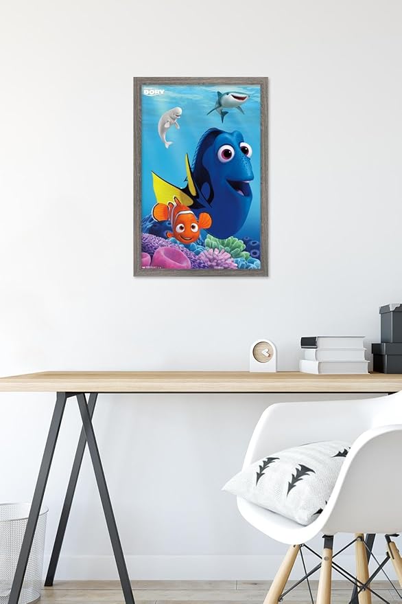 Trends International Disney Pixar Finding Dory - Dory Wall Poster, 14.725" x 22.375", Barnwood Framed Version
