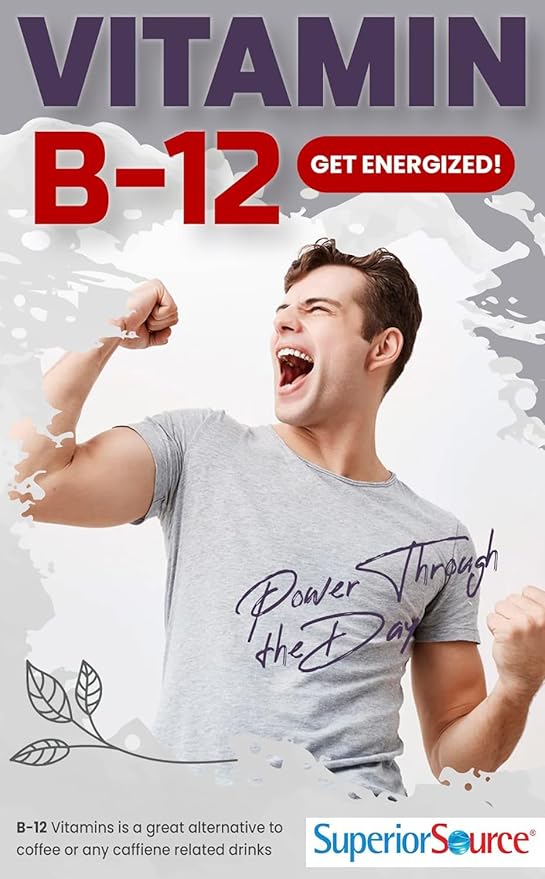 Superior Source NO Shot Triple B-12 3,000 mcg B-6 Folic Acid 800 mcg - Formula Supports Heart Health & Energy - Health Supplement with Folic Acid & Methylcobalamin - 60 Instant Dissolve Tablets