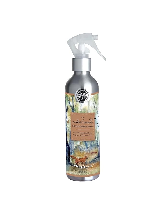 Mangiacotti Room Spritz Fabric Deodorizer Air Freshener Spray|Naturally Plant-Based with Essential Oils Room Fragrance, 8 Ounces, Amber Woods