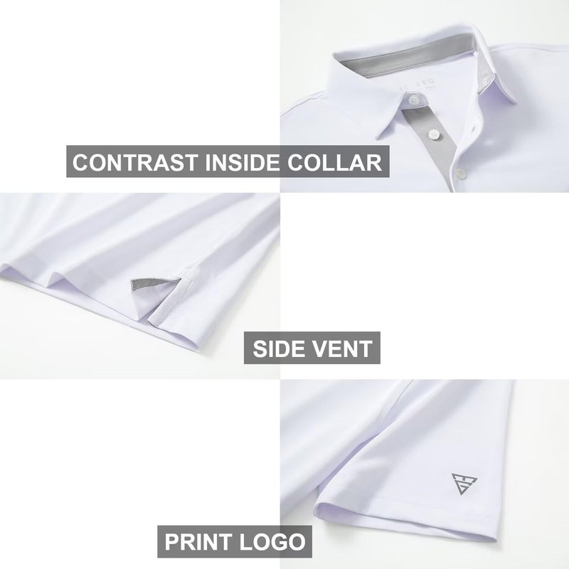 M MAELREG Mens Pique Polo Shirts Short Sleeve Performance Moisture Wicking Quick Dry Casual Golf Shirts for Men White