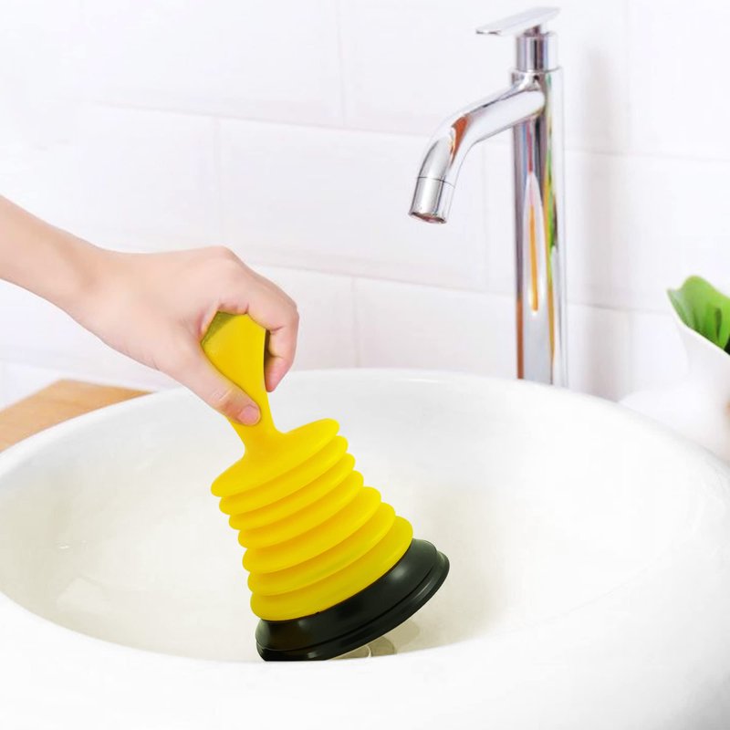 Meadow Lane Small 7" Sink Plunger - Mini Clog Remover for Kitchen & Bathroom Sink Drains - Hand Ergonomic, Space-Saving & Powerful Suction - Universal Fit for Home or Commercial Use, Yellow