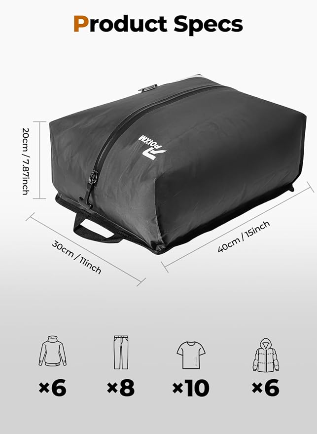 POIXM Vacuum Bags for Travel with Pump, Reusable Space Saver Bag, IP67 Waterproof Vacuum Packing Cubes for Travel Suitcases and Backpack (2PC + PUMP)