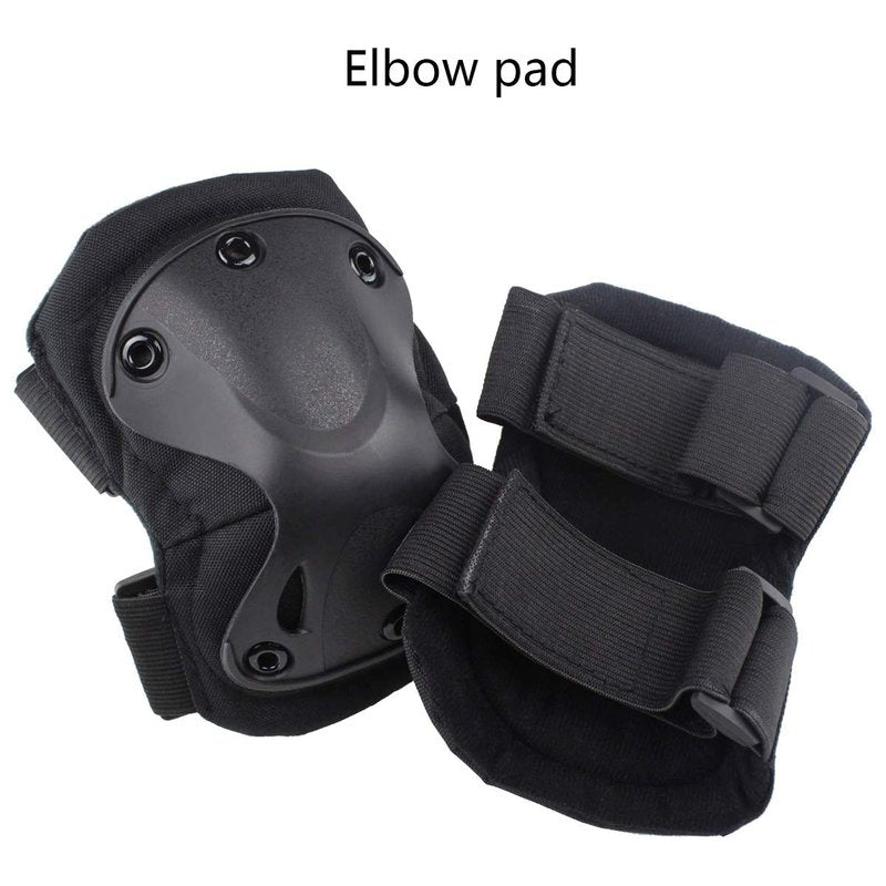 AOUTACC Combat Knee & Elbow Protective Pads Set for Outdoor CS Paintball Game Cycling Safety Skateboarding Gear Skates Knee Protection Guard Pads (Black)