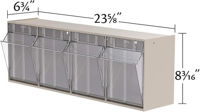 Akro-Mils TiltView Plastic Storage Cabinet with 4 Tilt Out Bins, Horizontal Plastic Parts Organizer, Teacher Toolbox, and Office Supply Organizer, 23-5/8" W x 8-3/16" H x 6-3/4" D, Mocha Raspberry