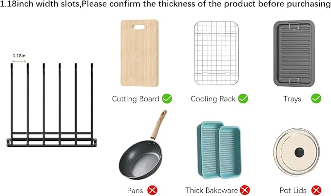 QSYZanZan Cutting Board Organizer(1 Pc),Kitchen Cabinet Dividers for baking sheets,Bakeware Holder with 5 Slots,Space Saving,for used to Baking Tray and Chopping Storage