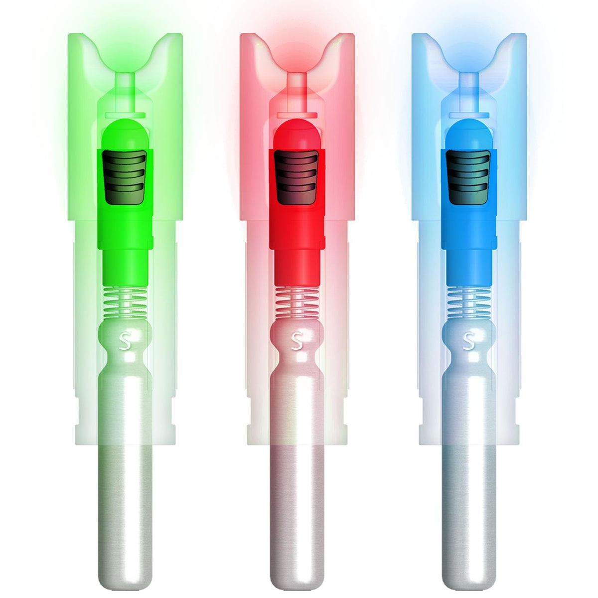Linpeng 6PCS-New Lighted Nocks for Arrows with .300/7.62mm Inside Diameter Led Nocks Arrow nocks with Switch Button for Archery Hunting 6 Pack (Green Pack of 6)