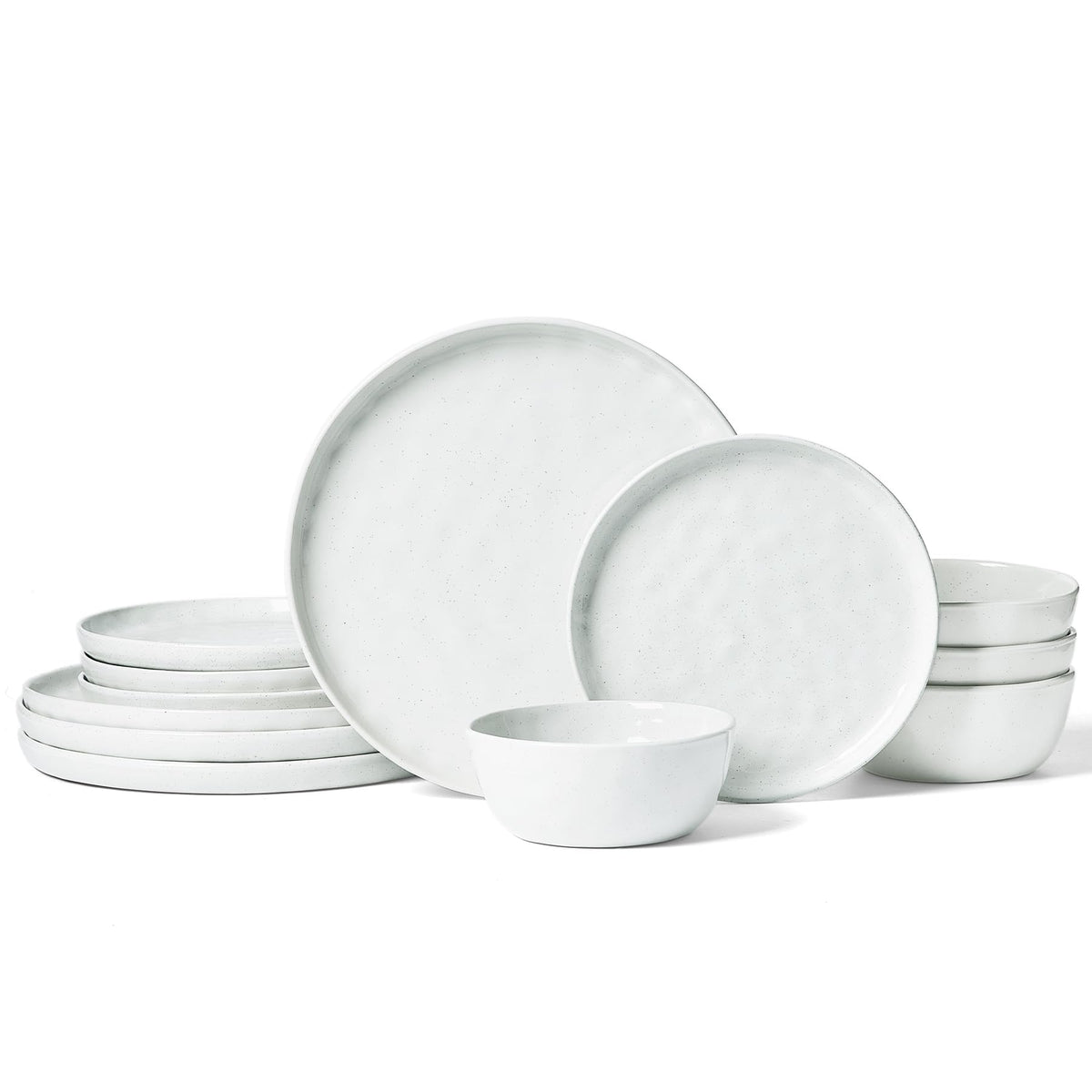 Famiware Mars Stoneware Dinnerware Set for 8, White