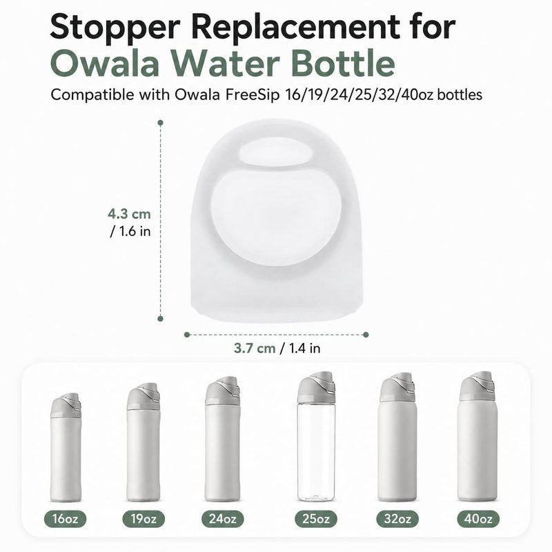 Joshey 6 Pack Rubber Seal Replacement Stopper, Compatible with Owala Freesip 24oz 32oz Water Bottle Spout Cap-Silicone Gasket Replacement Parts (Clear)