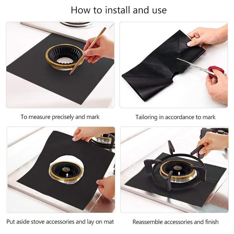 Forlivese Reusable Gas Stove Burner Covers -10 Pack Non-Stick Stovetop Burner Liners Gas Range Protectors Size 10.6x 10.6 Inch Cuttable Dishwasher Safe Easy to Clean