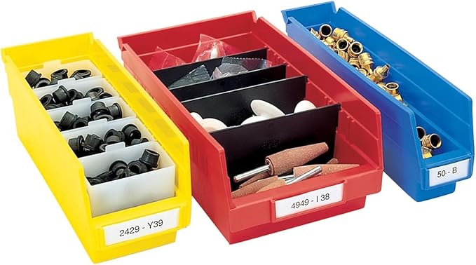 Akro-Mils 30110 Plastic Shelf Bins, Heavy Duty Storage Bins for Garage, Closet, and Drawer Organization, 12-Inch x 3-Inch x 4-Inch, Blue, 24-Pack