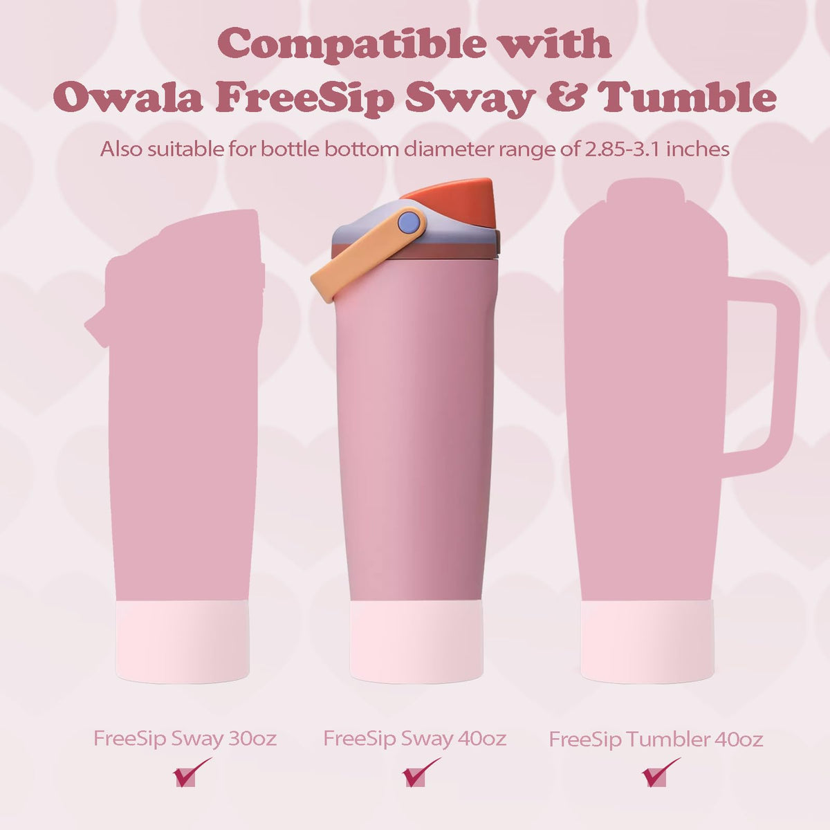 Kaitiaki 2PCS Silicone Boots for Owala 30oz & 40oz FreeSip Sway Bottles & Tumblers – Non-Slip, Scratch-Resistant, Stability Enhancer for Owala Accessories (Sugar High)
