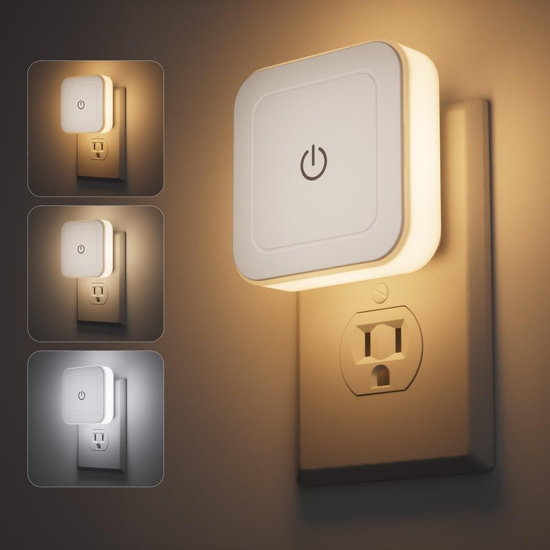 Sujeet Night Light, 4 Pack 1-50LM Stepless Dimming LED Night Light with 3CCT (3000K/4500K/6500K), Night Lights Plug into Wall for Adults, Bedroom, Bathroom, Hallway, Kitchen, Kids, No Light Sensor