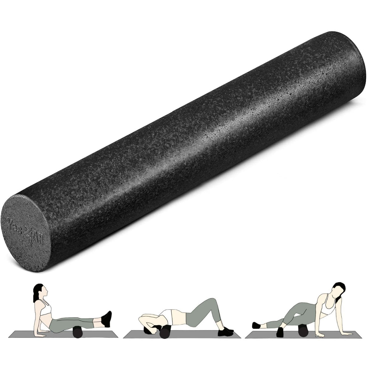 Yes4All High-Density EPP Round Back Roller Foam, Exercise Foam Roller for Yoga, & Pilates, Multiple Sizes and Colours, Purple - 24 inches