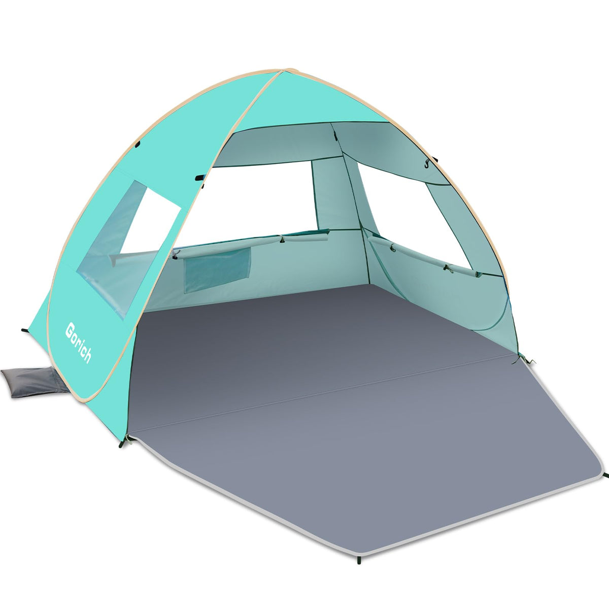 Gorich Easy Pop Up Beach Tent for 3-4 Person, UPF 50+ UV Protection Beach Umbrella Sun Shelter, Portable Lightweight Shade with Easy Foldable & Instant Setup