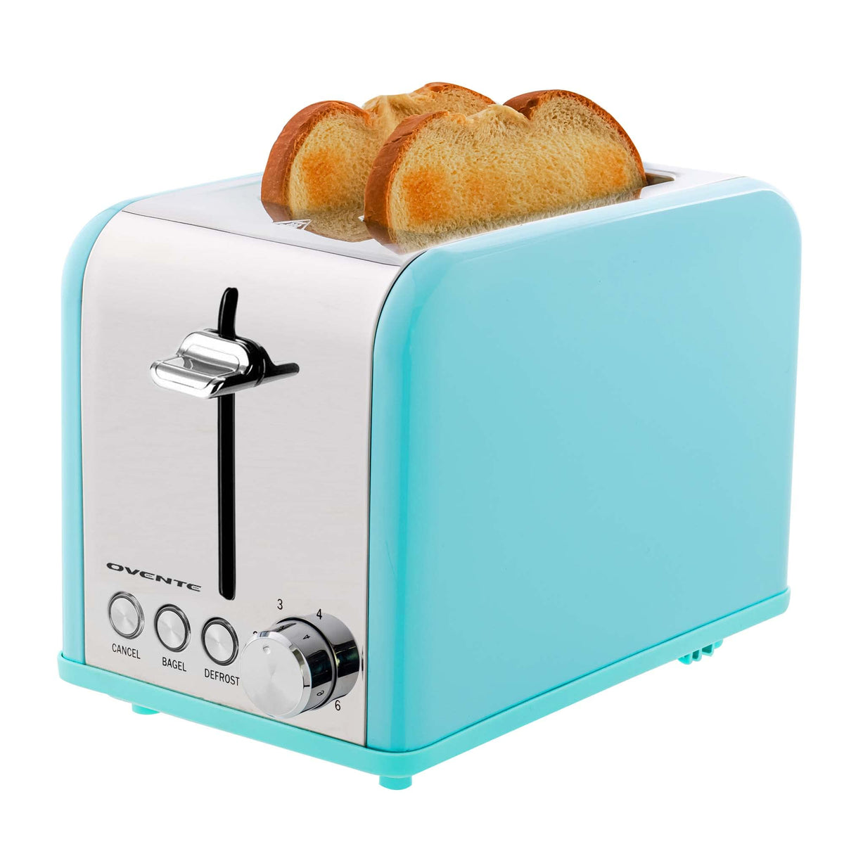 OVENTE 2-Slice Electric Toaster, 825W 6 Browning Setting, Turquoise TS2450T