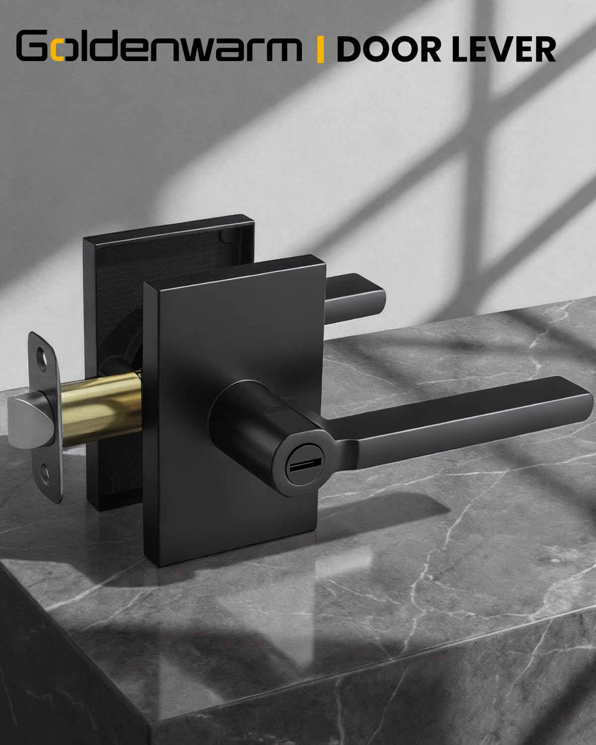 Goldenwarm Black Door Handles Interior,Matte Black Privacy Door Handle for Bedroom Bathroom, Keyless Door Lever Adjustable & Reversible,4 Pack