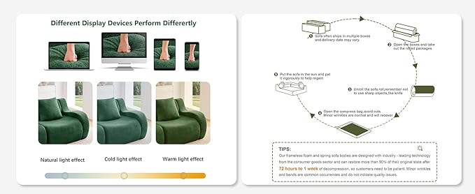 Green Modular Cloud Couch Loveseat with 2 Ottomans, Modern Teddy Fabric Boneless Sectional Sofa in a Box for Living Room, Deep Seat Floor Couch, No Assembly Required, Sofas para Sala
