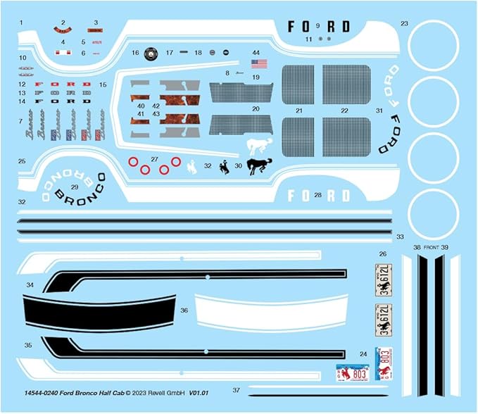Revell 14544 Ford Bronco Half Cab 1:25 Scale 140-Piece Skill Level 5 Model Building Kit